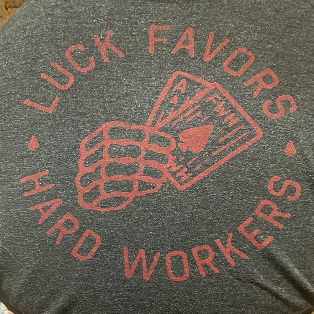 Graphic Tee - Luck Favors Hard Workers - Gray